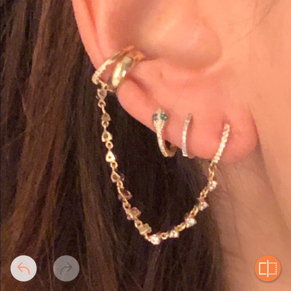 14k gold and red eyes   diamond snake earring one